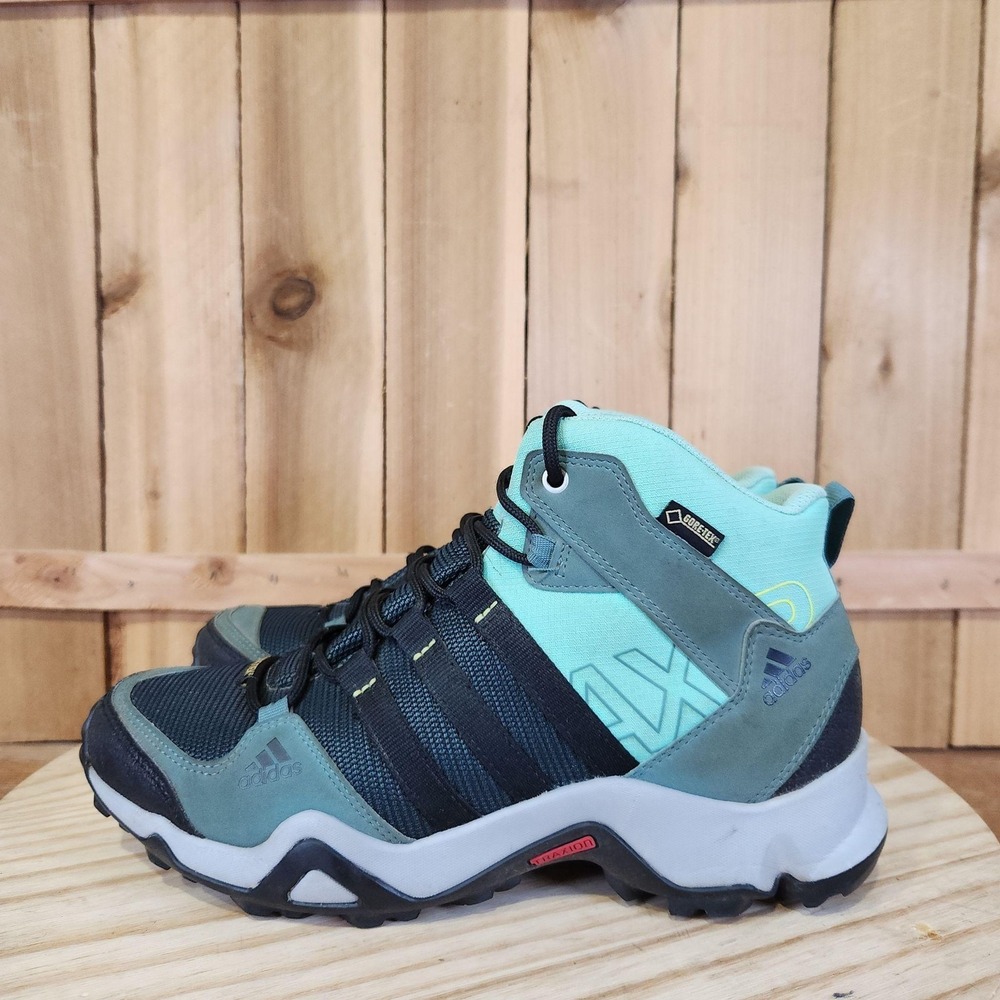 Adidas AX2 Mid GTX Shoes Womens 7 Green GORE-TEX Hiking Sneakers Q34285